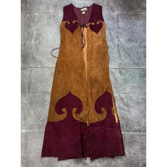 Women's Vintage 70's Santa Fe Leather Co Suede Handmade Vest Ponco Jacket Sz 10 - Picture 1 of 7